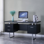 Computer/Study Desk with Drawers with Metal Legs- Black #032199