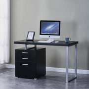 Computer/Study Desk with Drawers with Metal Legs- Black #032196