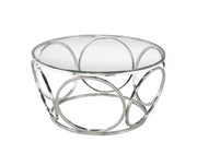 Clear Glass Top with Chrome Finish Base Round Coffee Table #03025