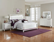 Modern White Bedroom Set with LED Lights on Headboard and Mirror