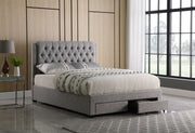Fabric Upholstered Bed with 2 Drawers on footboard- 030518