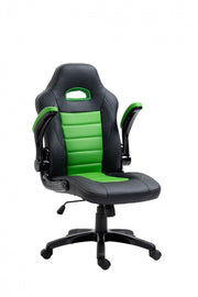 Black/Green Leather Office Chair #033807