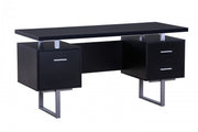 Computer/Study Desk with Drawers with Metal Legs- Black #032199