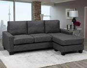 Condo Size Sectional with Reversible Chaise- Grey Linen