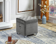 Velvet Storage Ottoman - Grey