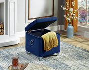 Velvet Storage Ottoman - Blue