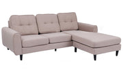 Condo Size Fabric Upholstered Reversible Sectional with Stiched Back- Beige