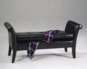 Leather Accent Bench with Underneath Storage - Black Color