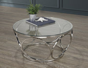 Clear Glass Top with Chrome Finish Base Round Coffee Table #03025