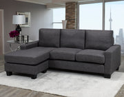 Condo Size Sectional with Reversible Chaise- Grey Linen