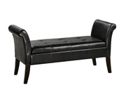 Leather Accent Bench with Underneath Storage - Black Color