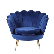 Blue Velvet Lounge Chair With Golden Legs- #21Queen