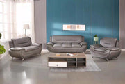 Pu Leather Sofa Set with Chrome Legs in Grey Color #02RAND