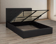 Leather Upholstered Hydraulic Storage Bed-Queen Size