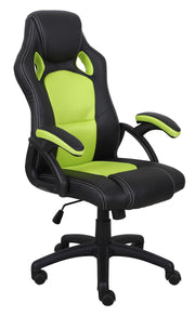 Black/Green Leather Office Chair #035203