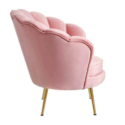 Pink Velvet Lounge Chair With Golden Legs- #21Queen