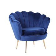 Blue Velvet Lounge Chair With Golden Legs- #21Queen