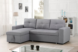 Sectional Sofa Bed With Reversible Storage Chaise - Grey Color #179031