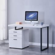 Computer/Study Desk with Drawers with Metal Legs- White #032196