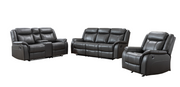 Manual Gel Leather Recliner 3Pcs Set- Grey