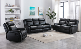 Gel Leather Manual Recliner 3Pcs Set- Black -11926
