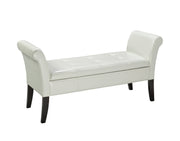 Leather Accent Bench with Underneath Storage - White Color