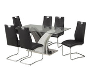 Glass Top Dining Set -Black #030790