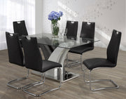 Glass Top Dining Set -Black #030790