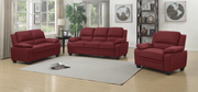 Burgundy Linen Fabric Upholstered Sofa Set with Padded Arms- #119151