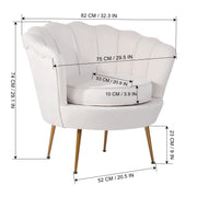 Beige Velvet Accent Chair With Golden Legs- #21Gafford