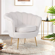 Beige Velvet Accent Chair With Golden Legs- #21Gafford