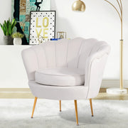 Beige Velvet Accent Chair With Golden Legs- #21Gafford