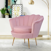 Pink Velvet Accent Chair With Golden Legs- #21Gafford