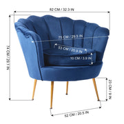 Blue Velvet Accent Chair With Golden Legs- #21Gafford