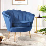 Blue Velvet Accent Chair With Golden Legs- #21Gafford