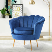 Blue Velvet Accent Chair With Golden Legs- #21Gafford