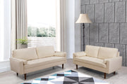 Velvet Upholstered 3Pcs Sofa Set with Stitched Seats- Beige #217020