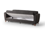 Fabric Upholstered with Hard Plastic Legs Sofa Set-  Storage Sofa/Sofa Bed Set - Black Color #Alvina