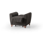 Fabric Upholstered with Hard Plastic Legs Sofa Set-  Storage Sofa/Sofa Bed Set - Black Color #Alvina