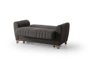 Fabric Upholstered with Hard Plastic Legs Sofa Set-  Storage Sofa/Sofa Bed Set - Black Color #Alvina