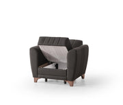 Fabric Upholstered with Hard Plastic Legs Sofa Set-  Storage Sofa/Sofa Bed Set - Black Color #Alvina