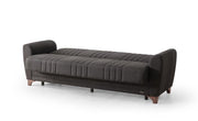 Fabric Upholstered with Hard Plastic Legs Sofa Set-  Storage Sofa/Sofa Bed Set - Black Color #Alvina