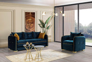 Turkish Made 3Pcs Sofa Set with Underneath Storage-Blue Color