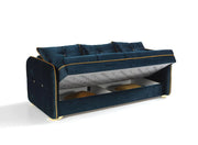 Turkish Made 3Pcs Sofa Set with Underneath Storage-Blue Color