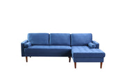 Velvet Upholstered Sectional with Chaise - Blue Color #219122