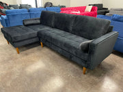 Velvet Upholstered Sectional with Chaise - Black Color #219122