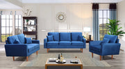 Velvet Upholstered 3Pcs Sofa Set- Blue Color #217011