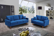 Velvet Upholstered 3Pcs Sofa Set- Blue Color #217011