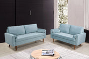 Velvet Upholstered 3Pcs Sofa Set with Stitched Seats- Light Green #217020