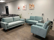 Velvet Upholstered 3Pcs Sofa Set with Stitched Seats- Light Green #217020